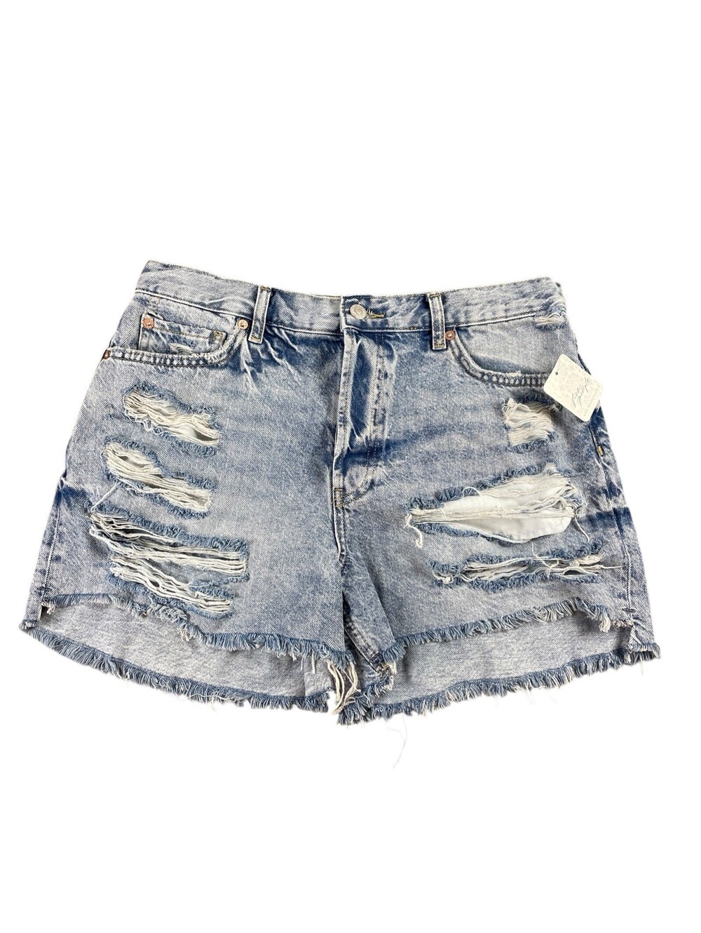 NWT Free People Cutoff Blue Jean Shorts Distressed Thrashed Size 29 ( 32 x 3.5 )